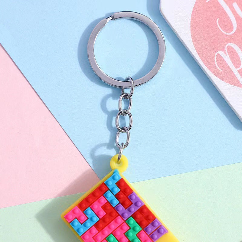 Wholesale Soft Rubber Tetris Keychain